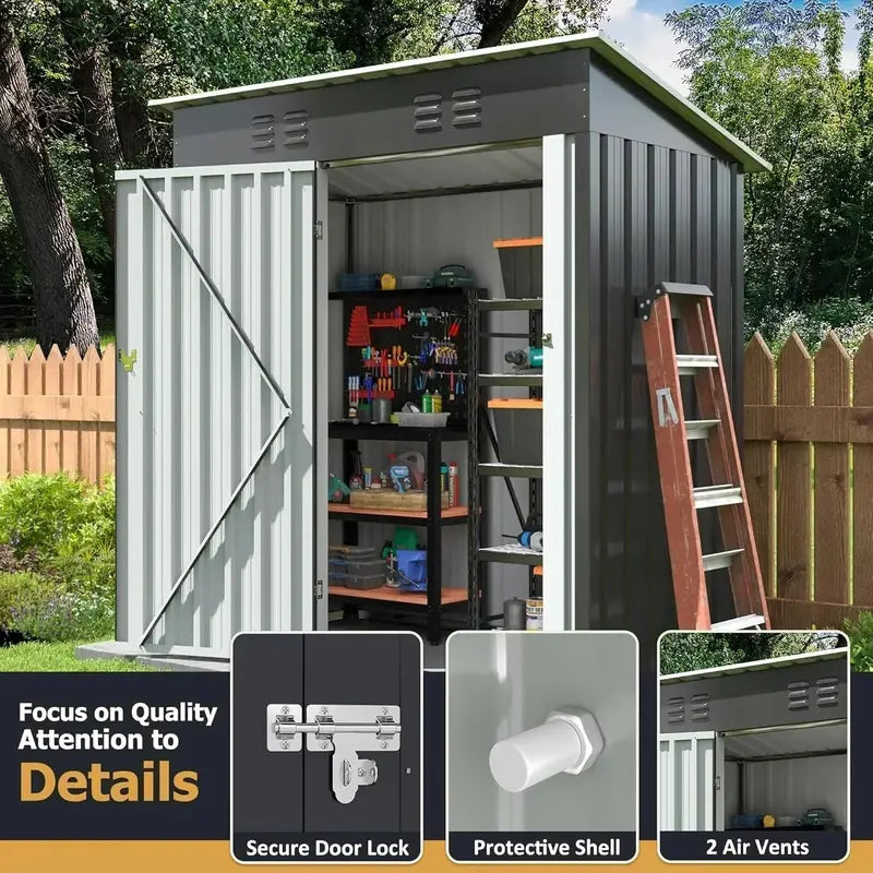 Polar Aurora 8′ x 12′ Heavy-Duty Metal Outdoor Storage Shed with Reinforced Frame