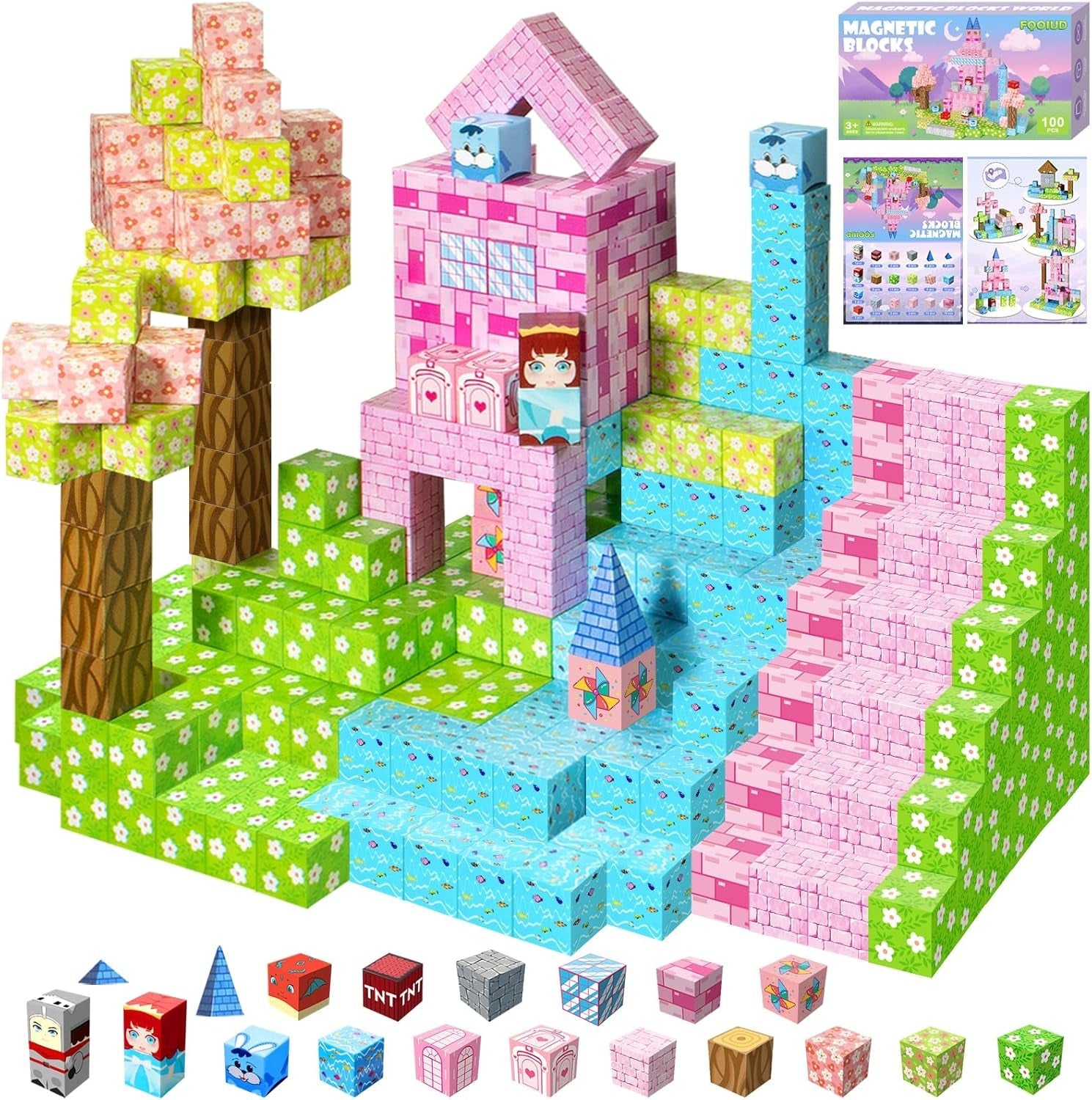 100PCS Magnetic Blocks – STEM Construction Building Toy for Kids