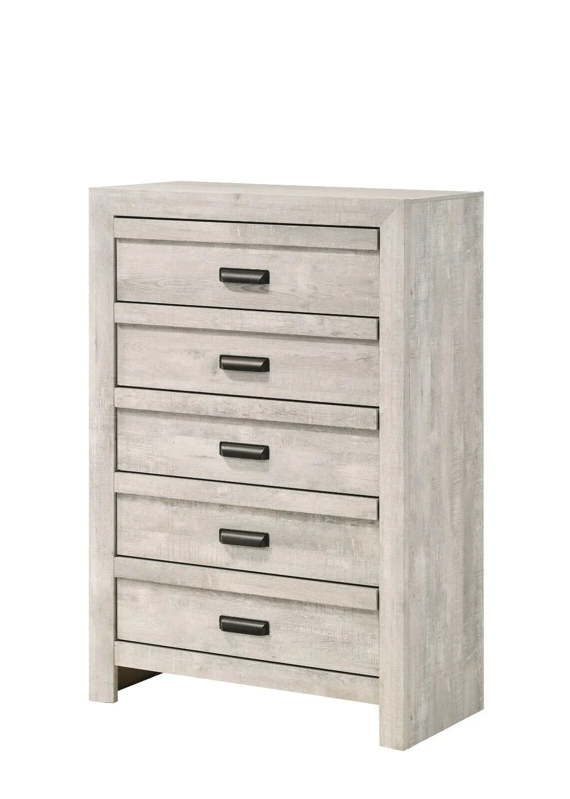3pc Rustic Beige Gray Finish Bedroom Furniture Queen Size Bed Nightstand Chest Set