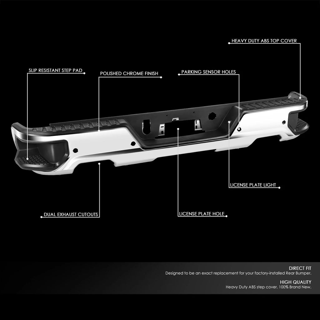 Rear Bumper w/ Exhaust Cutouts & Parking Sensor Holes 19-23 Chevy/GMC Silverado Sierra 1500
