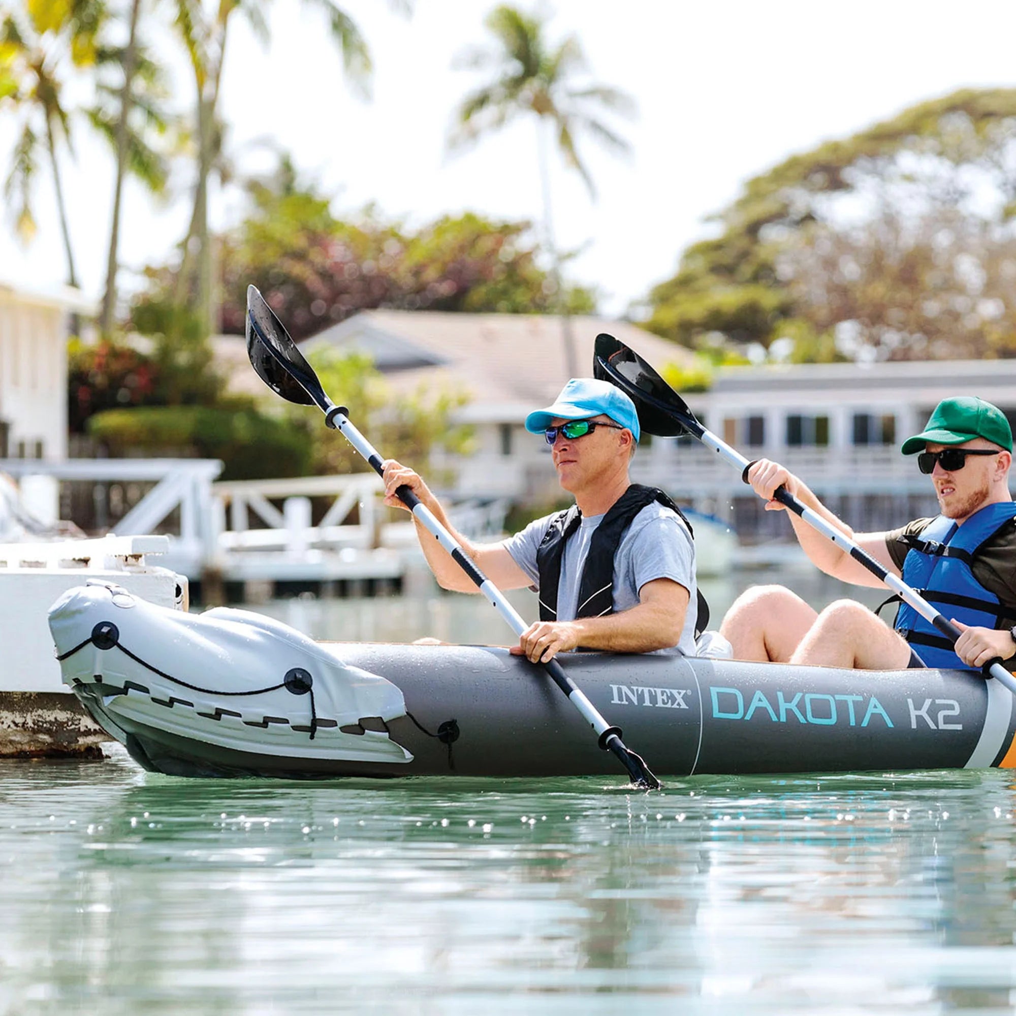 2026 Open Box Intex Dakota K2 2 Person Vinyl Inflatable Kayak with Oars and Pump