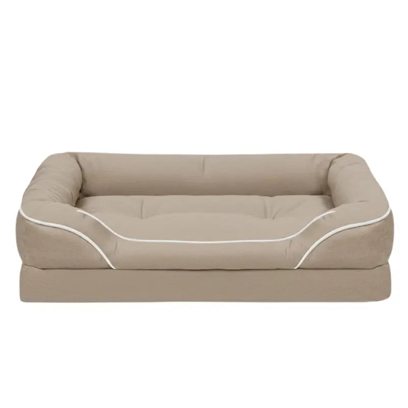 Plush Bolstered Pet Bed with Non-Slip Base and Removable Cover