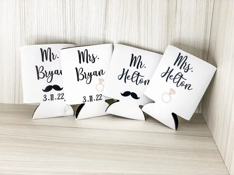Personalized Insulated Can Coolers for Wedding Day Refreshments