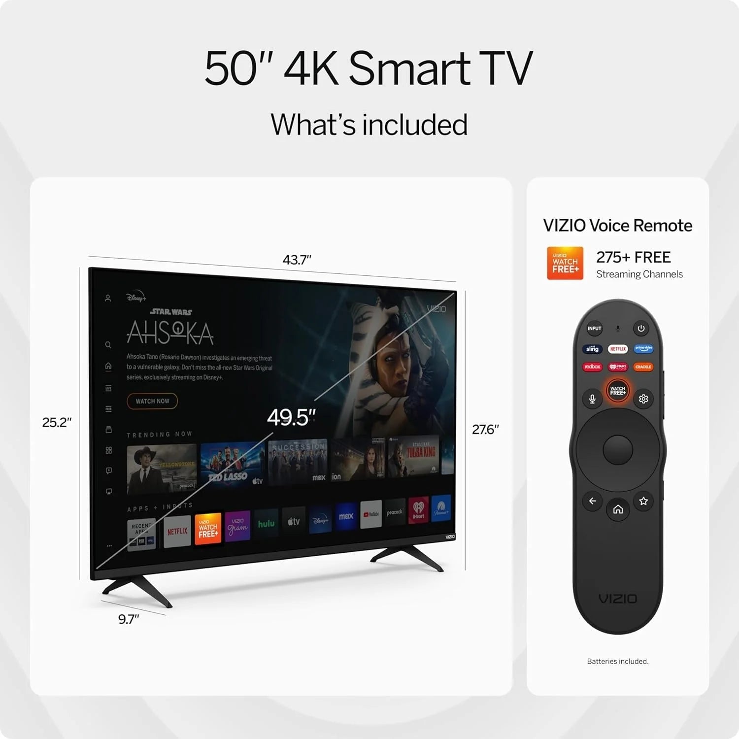 2026 VIZIO 50′′ 4K HDR Smart TV, Dolby Vision HDR/HDR10 , WiFi 6 – (Refurbished)