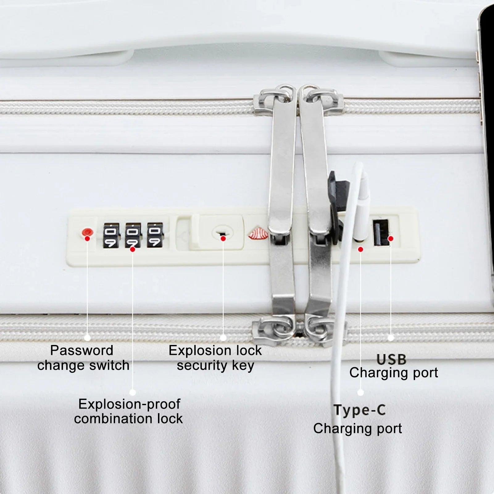 24 in Checked Luggage with Front Pocket, USB Charging Port, Built - in Lock Carry on Suitcase, Cup Holder and Phone Holder, Medium Hardside Suitcase