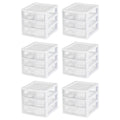 6 Sterilite 20738006 Small Compact Countertop 3 Drawer Desktop Storage Unit