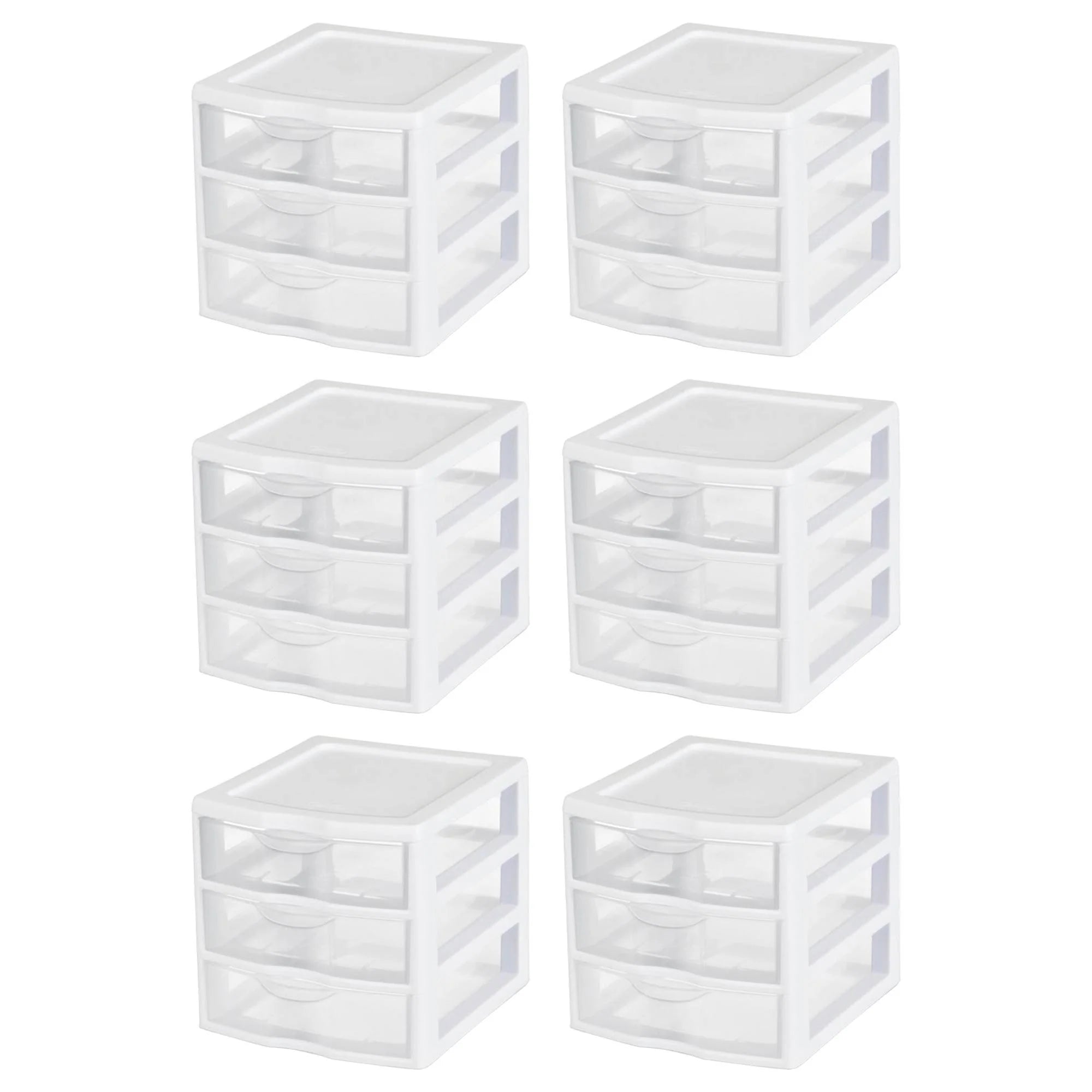 6 Sterilite 20738006 Small Compact Countertop 3 Drawer Desktop Storage Unit