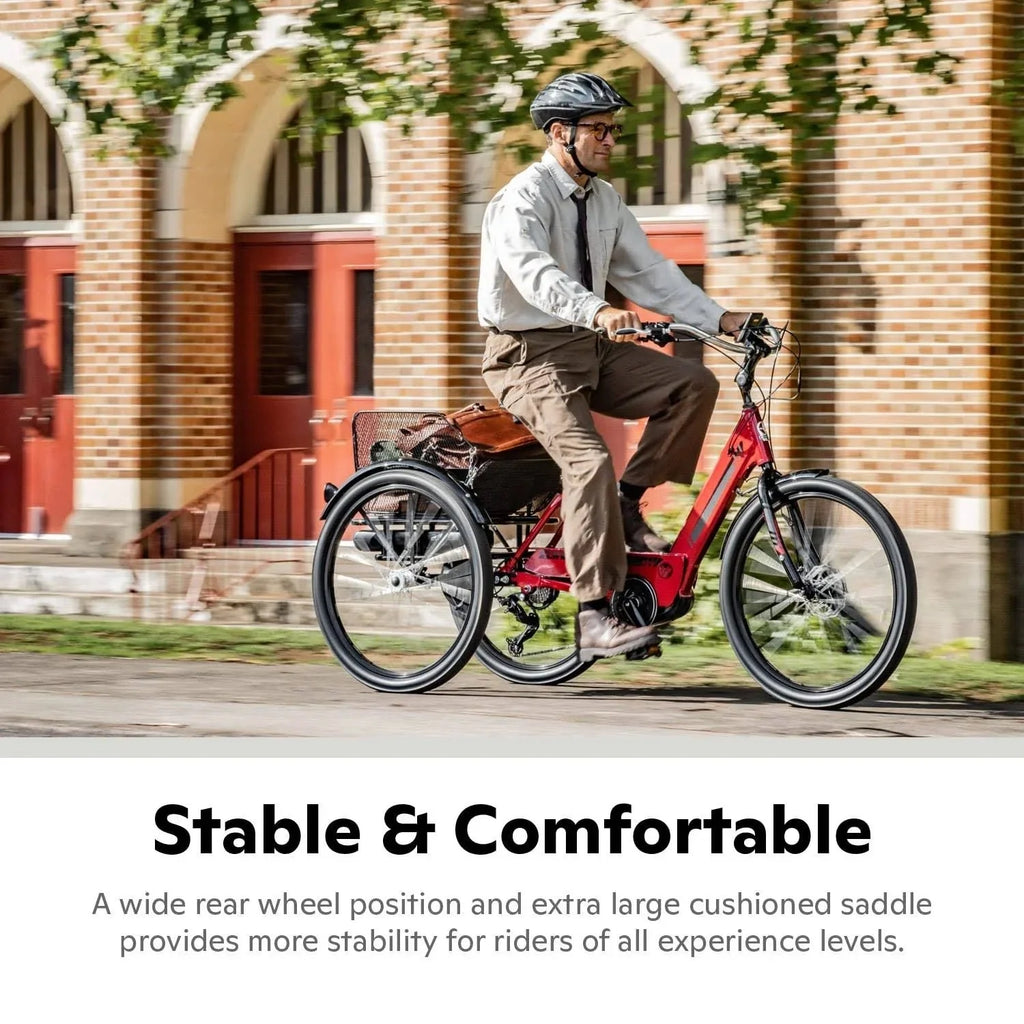 2026 2025 Schwinn Meridian Adult Tricycle, Men's and Women's Beach Cruiser, 26-inch Wheels, Low Step-Through, Wide Saddle, Folding Rear Basket.