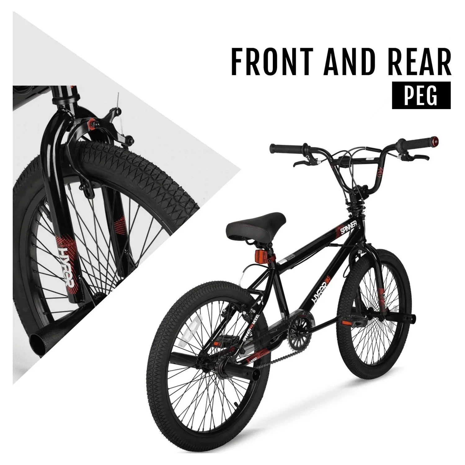 20" Hyper Bicycles Boy'S Spinner BMX Bike for Kids, Black, Age Group 8 to 13, Child, Tween