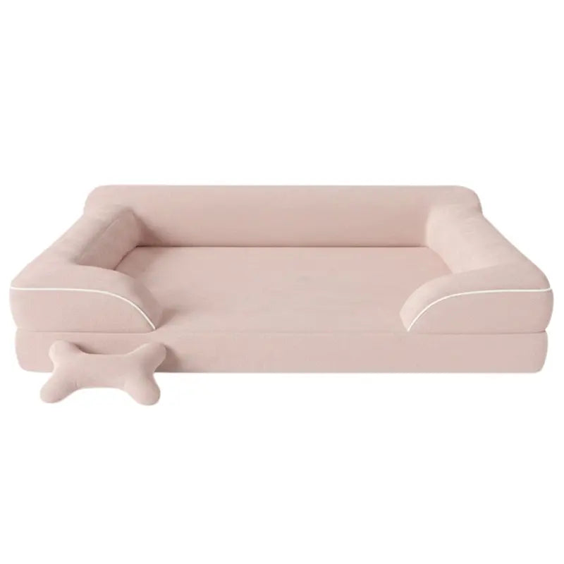 Plush Sofa-Style Pet Bed with Memory Foam Core and Machine-Washable Cover