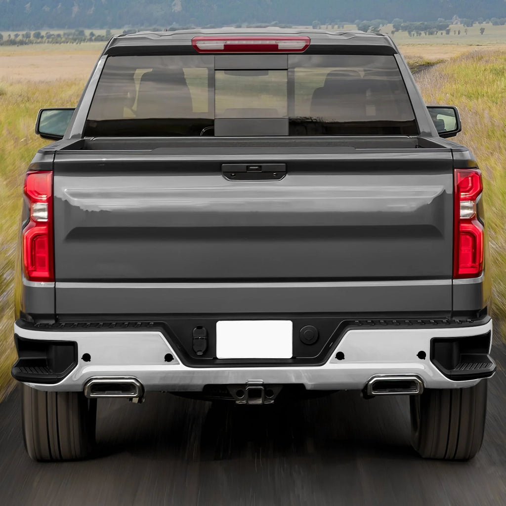 Rear Bumper w/ Exhaust Cutouts & Parking Sensor Holes 19-23 Chevy/GMC Silverado Sierra 1500